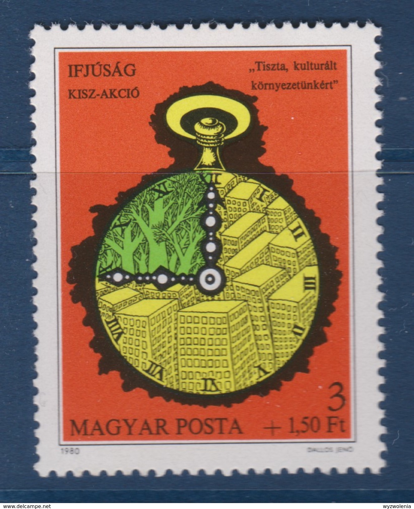 M 457) Ungarn 1980 Mi# 3426 **: Jugend Briefmarkenausstellung, Ziffernblatt Uhr - Uhrmacherei