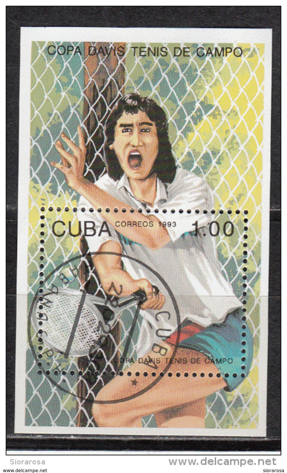 3483 Cuba 1993 Tennis Coppa Davis  Sheet Perforato Nuovo  Preobliterato Olimpiadi - Tennis Tavolo