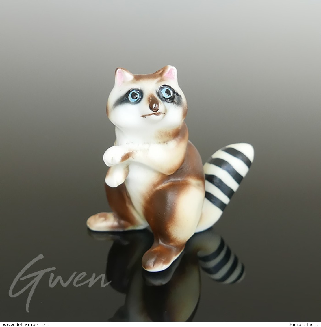 Miniature Ancienne Raton Laveur 4,5 Cm Animal Figurine Biscuit Porcelaine Japon 1960 - Animaux