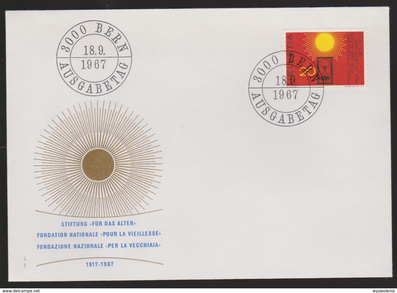 M 475) Schweiz 1967 Mi# 859 FDC: Für Das ALTER, Sanduhr Uhr Zeitmessung Sonne - Uhrmacherei