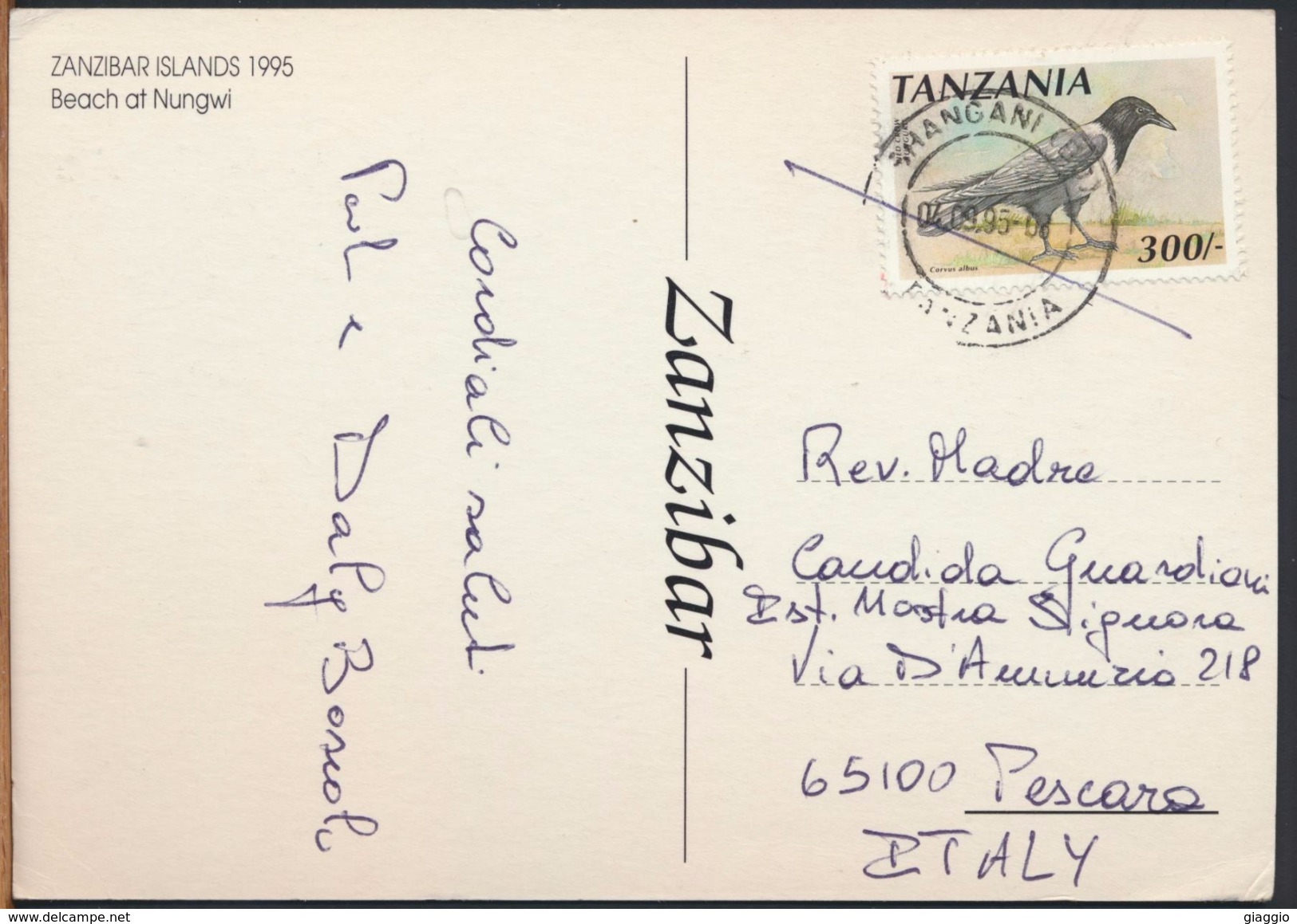 °°° 1189 - TANZANIA - BEACH AT NUNGWI - With Stamps °°° - Tanzania