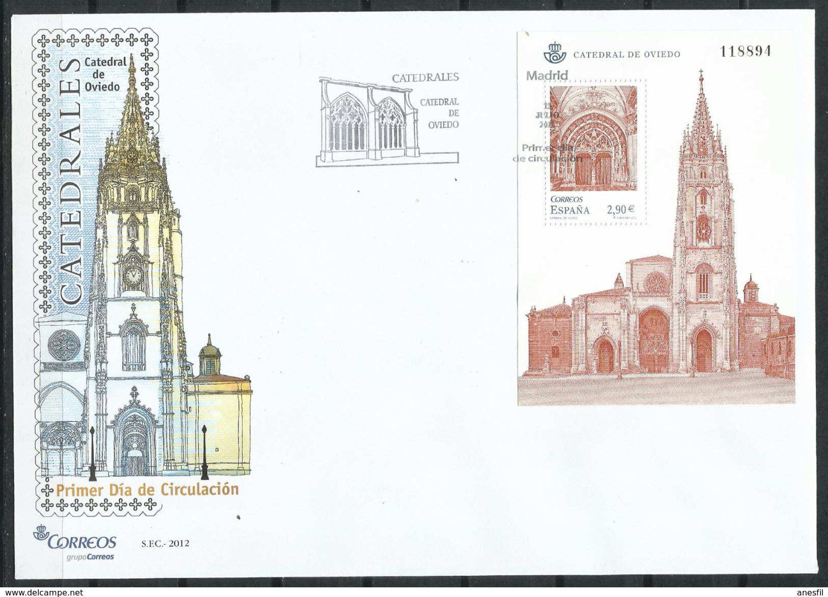 España_FDC_2012_Catedrales. "Catedral De Oviedo" - FDC