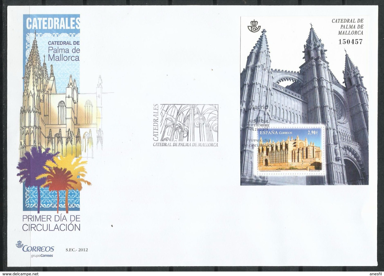 España_FDC_2012_Catedrales. "Catedral De Palma De Mallorca" - FDC