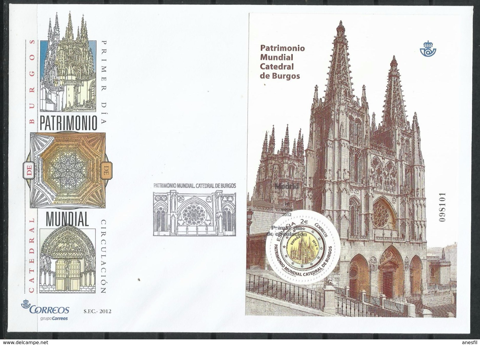 España_FDC_2012_Patrimonio Mundial. Catedral De Burgos" - FDC