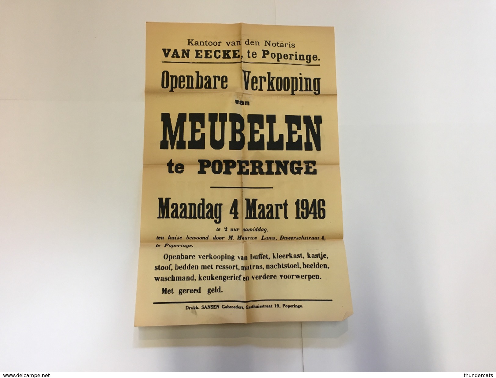 OUDE AFFICHE POPERINGE 1946 - Affiches