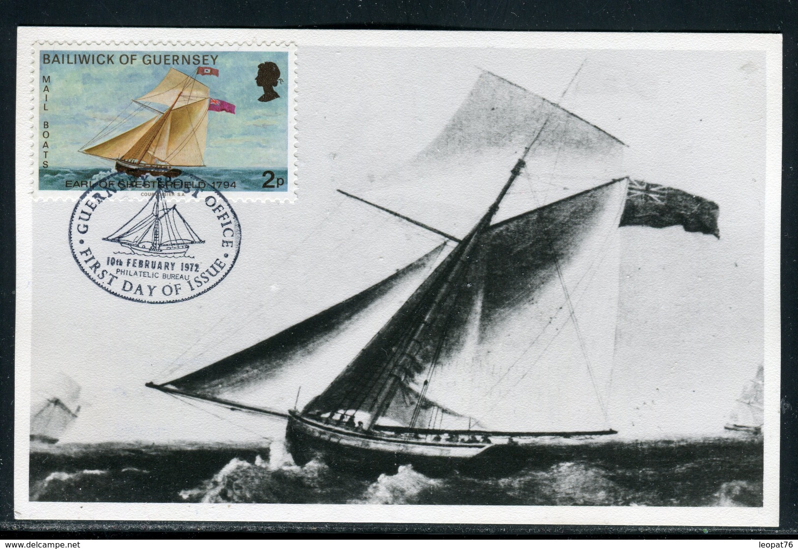 Guernesey - Carte Maximum 1972 ,  Bateau Le Courrier Postal - Guernesey