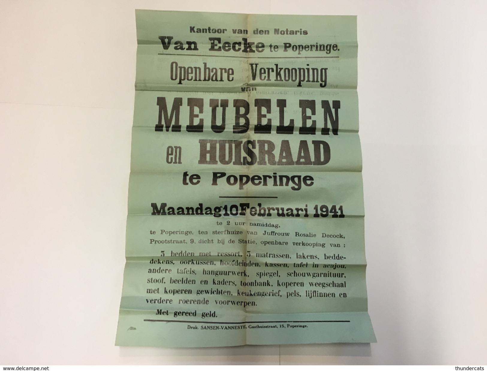 OUDE AFFICHE POPERINGE 1941 - Affiches