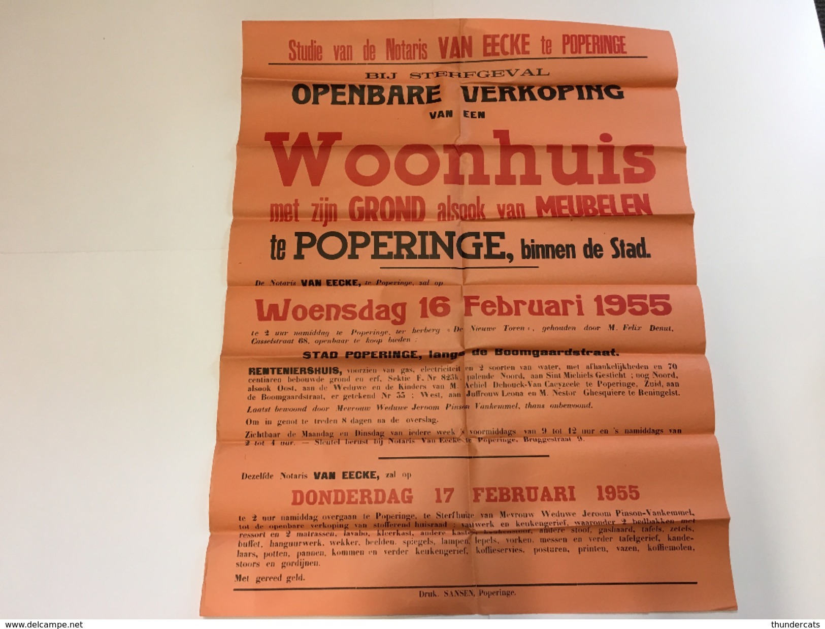 OUDE AFFICHE POPERINGE 1955 - Affiches