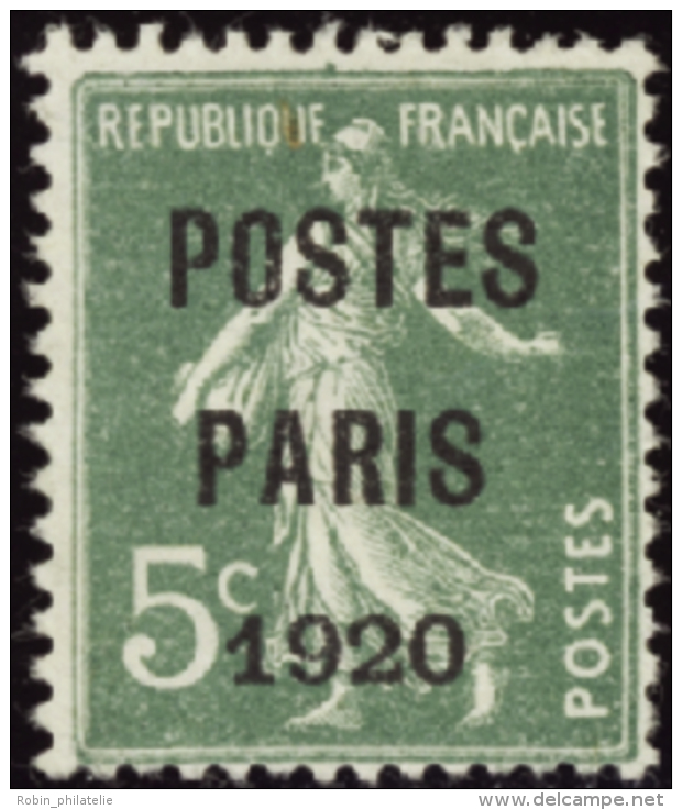 N&deg;  24 A 5c Semeuse Vert Clair "Postes Paris 1920" Qualit&eacute;: (*) Cote: 170&nbsp; &euro; - Altri & Non Classificati