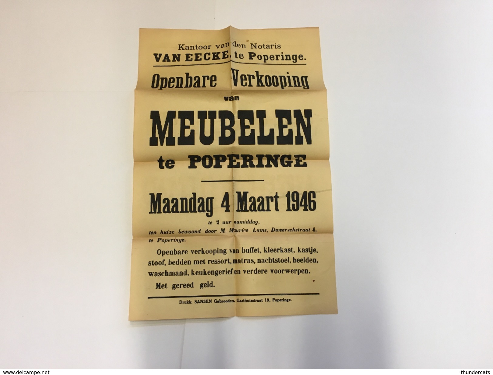 OUDE AFFICHE POPERINGE 1946 - Afiches