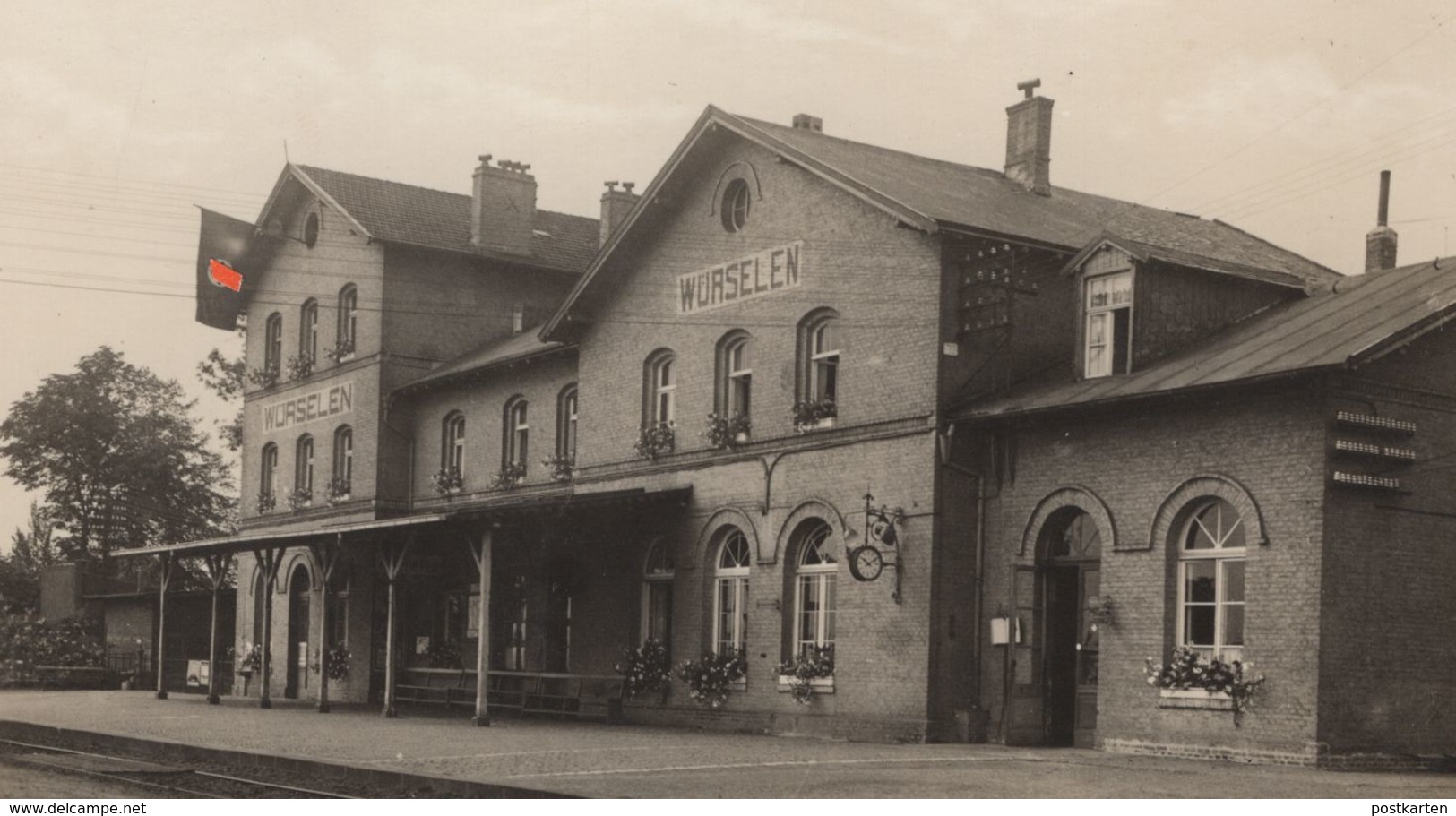 ALTE POSTKARTE WÜRSELEN BAHNHOF MIT BEFLAGGUNG 1940 Gare Station Flagge Ansichtskarte Postcard Cpa AK - Wuerselen