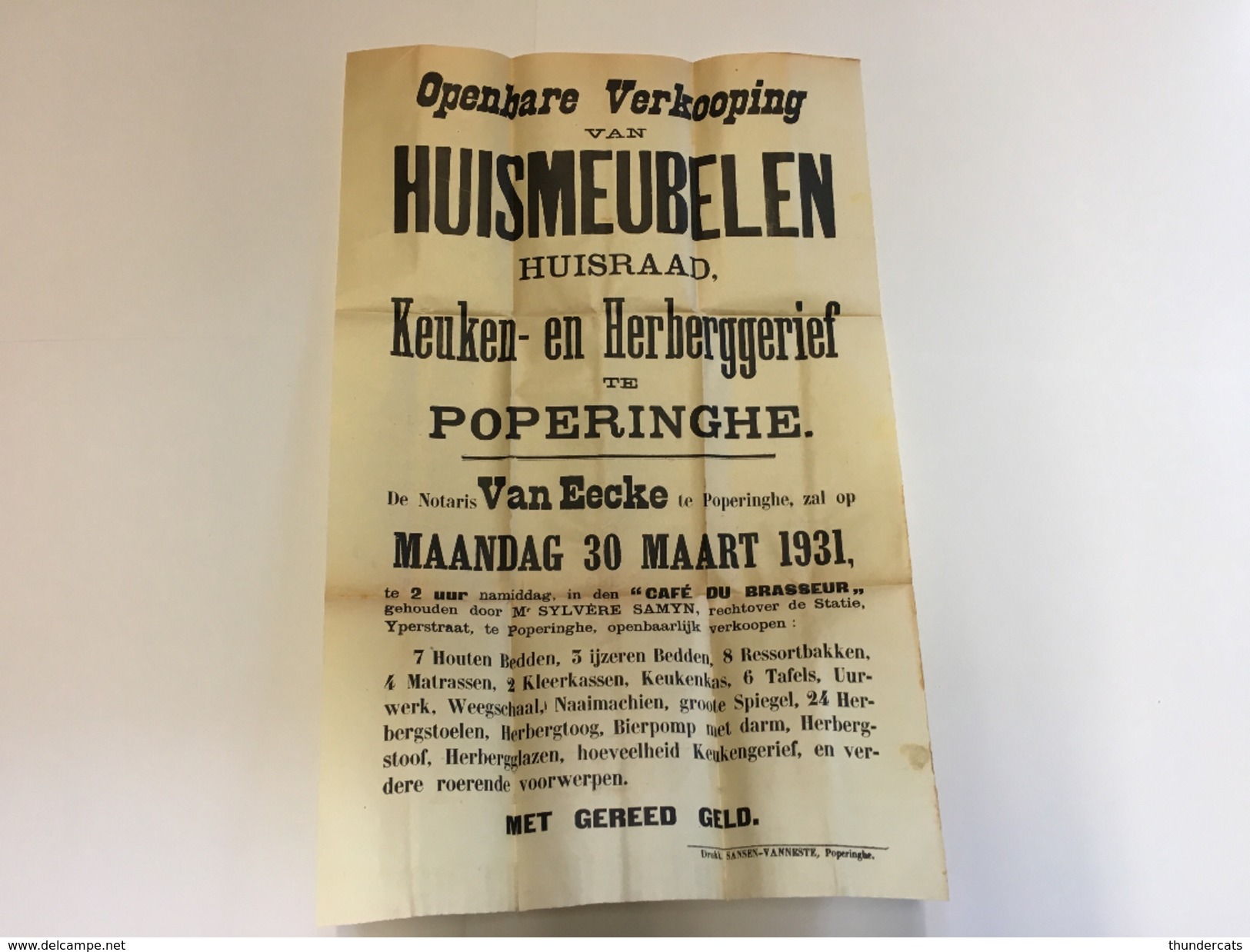 OUDE AFFICHE POPERINGE 1931 - Affiches