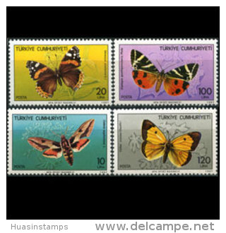 TURKEY 1987 - Scott# 2371-4 Butterflies Set Of 4 MNH - Nuovi