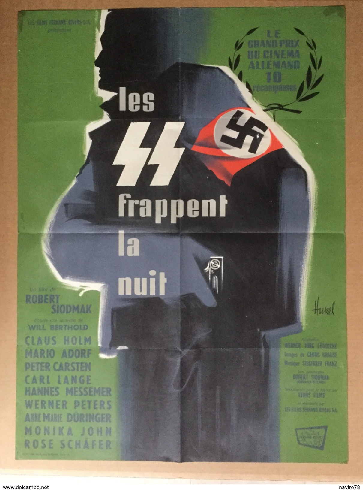 Affiche Cinéma Originale Du Film LES SS FRAPPENT LA NUIT De ROBERT SIOMAK Avec CLAUS HOLM 1957 - Affiches & Posters