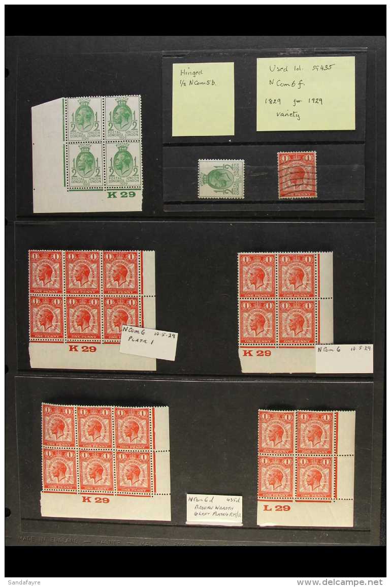 1929 POSTAL UNION CONGRESS Collection Of The Four Lower Values In Chiefly Control Blocks/strips, Generally Very... - Ohne Zuordnung