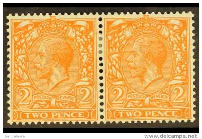 1924 2d Orange, Wmk Block Cypher, Variety "wmk Sideways", SG 421b, Very Fine Mint Pair. For More Images, Please... - Sonstige & Ohne Zuordnung