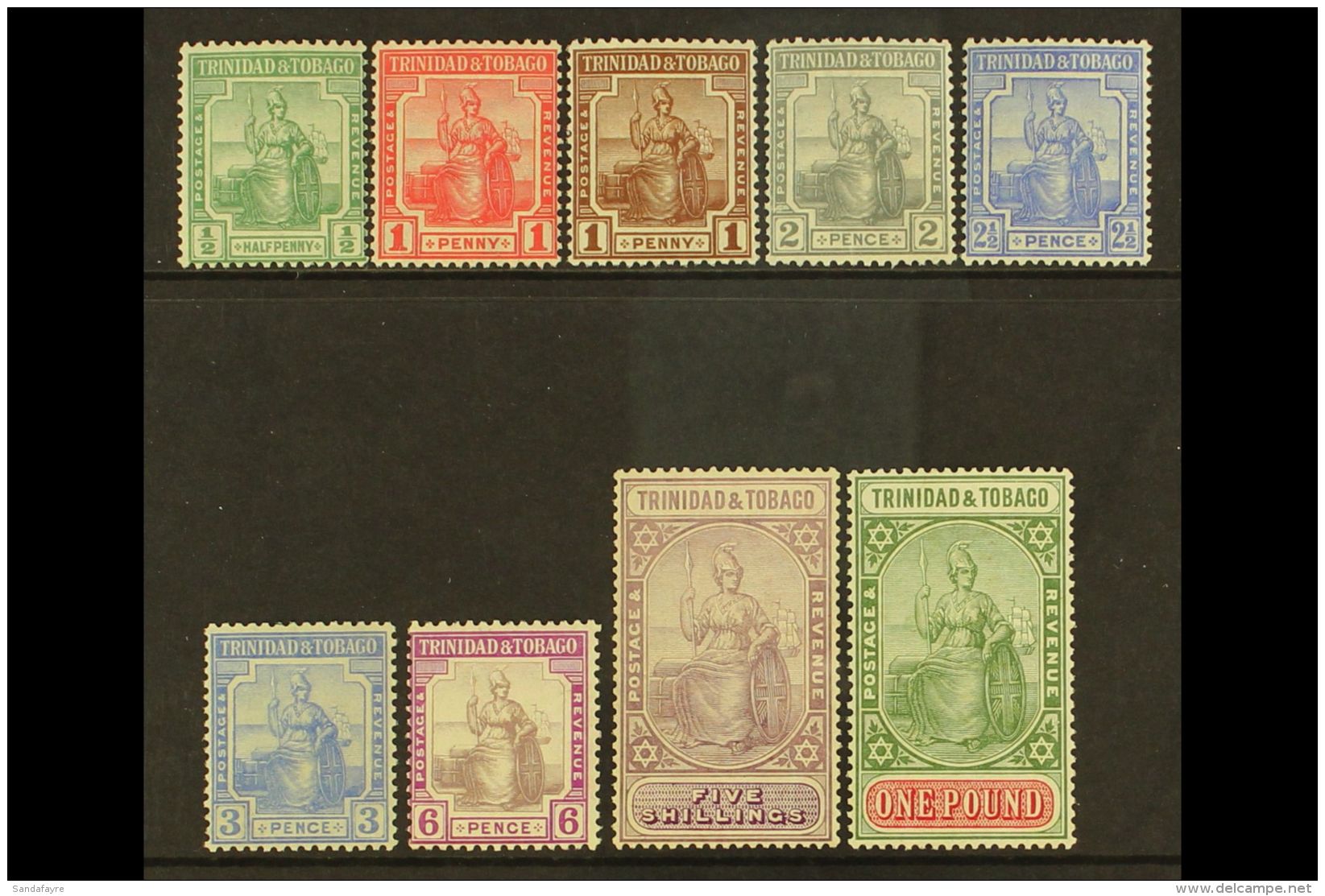 1921-22 Britannia Set, SG 206/15, Never Hinged Mint (9 Stamps) For More Images, Please Visit... - Trindad & Tobago (...-1961)