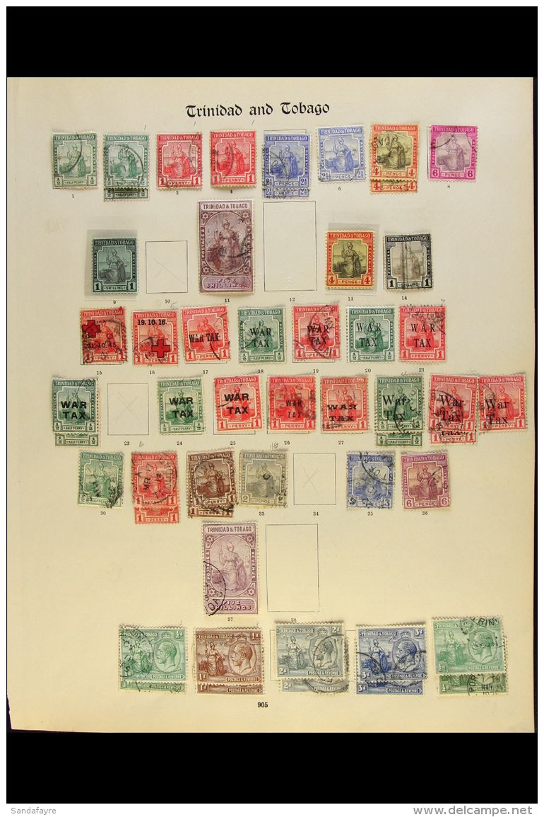1913-35 USED COLLECTION We Note 1913-23 Values To 5s, 1915 &amp; 1916 Red Cross Overprints, 1917-18 Most War Tax... - Trinidad & Tobago (...-1961)