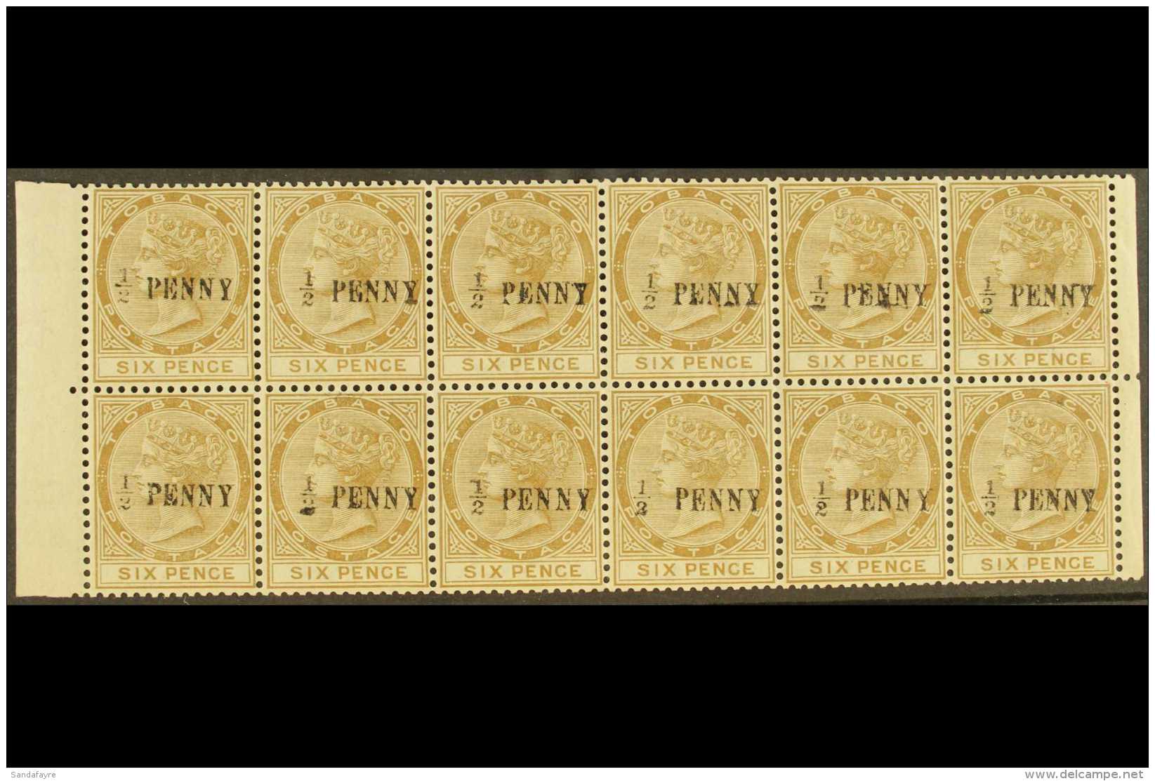 1886-89 MULTIPLE WITH VARIETY &frac12;d On 6d Stone, SG 27/27a, Multiple Of 12 (2 X 6) Containing "Figure Further... - Trinidad & Tobago (...-1961)