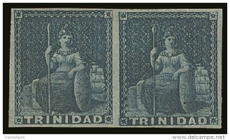 1852 (1d) Deep Blue On Evenly Blued Paper SG 4, Superb Mint Horizontal Pair, With Clear Margins All Round. For... - Trinité & Tobago (...-1961)