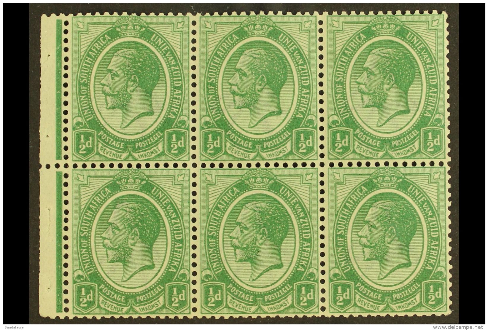 1921-2 BOOKLET PANE &frac12;d Green, Watermark Inverted, Pane Of 6 With Binding Margin, SG 3, Never Hinged Mint.... - Ohne Zuordnung