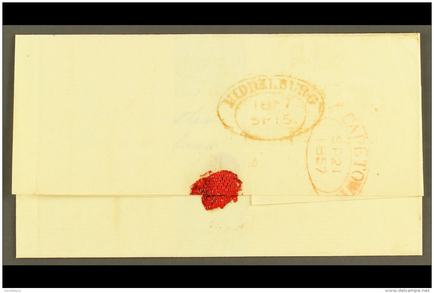 CAPE OF GOOD HOPE 1857 (15 Sept) EL To Cape Town With Very Fine Red "MIDDLEBURG" Dated Oval Handstamp With Similar... - Ohne Zuordnung