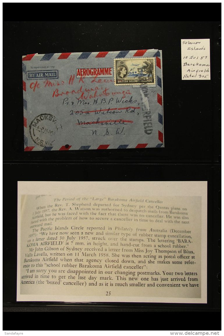 1957 (29 June, 10 July, 3 Dec) Rare Trio Of Australian Territorial 'formular' Air Letters From Seventh Day... - British Solomon Islands (...-1978)