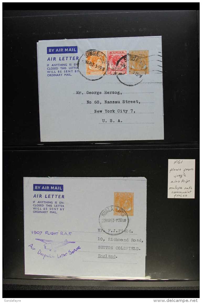 AEROGRAMMES - USED COLLECTION 1951-63 Complete Run To 1963 30c, H&amp;G FG1/12, 10a, Incl. FG1 Flown From Jungle... - Singapur (...-1959)