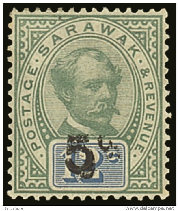 1889 5c On 12c Green And Blue With SURCHARGE TRIPLE (SG 26 Variety)very Fine Mint. There Are 3 Distinct Strikes Of... - Sarawak (...-1963)