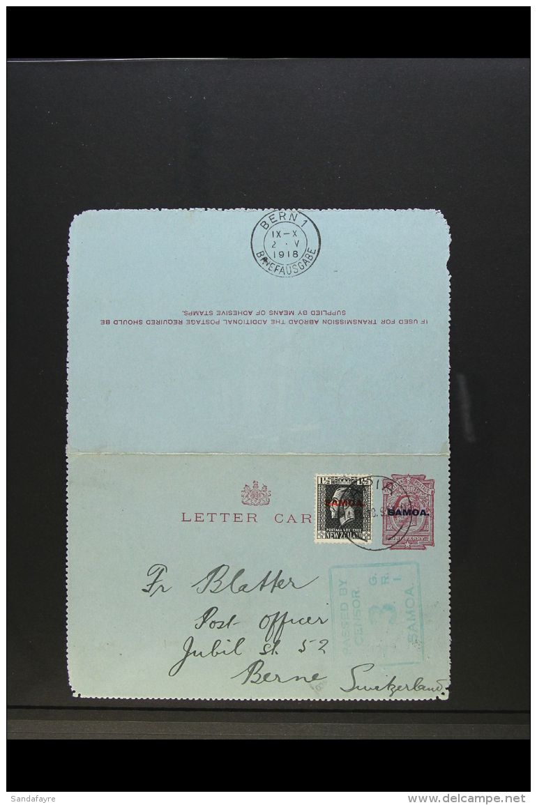 1918 LETTER CARD GENUINE USE Of 1d Letter Card, Uprated With KGV 1&frac12;d Slate, Interesting Message Written In... - Samoa (Staat)