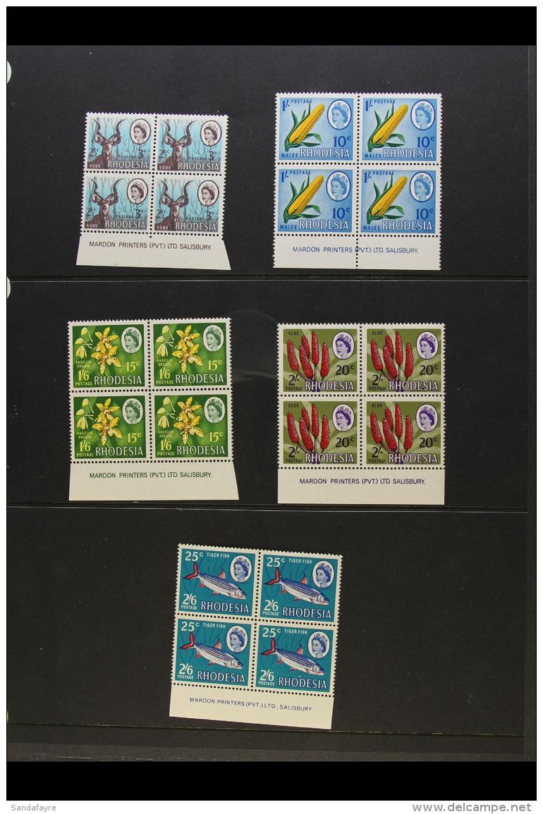 1967-68 Dual Currency Complete Set, SG 408/12, NEVER HINGED MINT Lower Marginal BLOCKS OF FOUR With Full Printer's... - Sonstige & Ohne Zuordnung