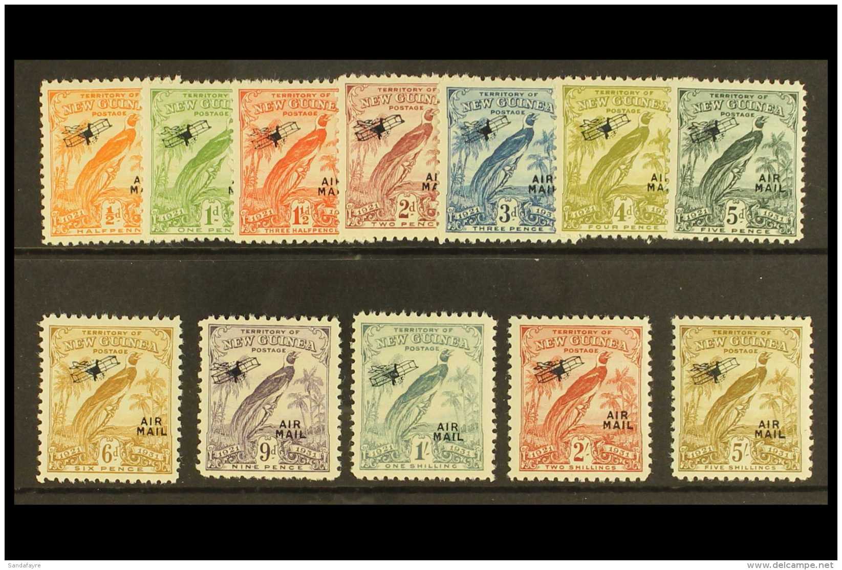 1931 10th Anniv Air Mail Opts (with Dates) Set Complete To 5s, SG 163/174, Very Fine Mint. (12 Stamps) For More... - Papua-Neuguinea