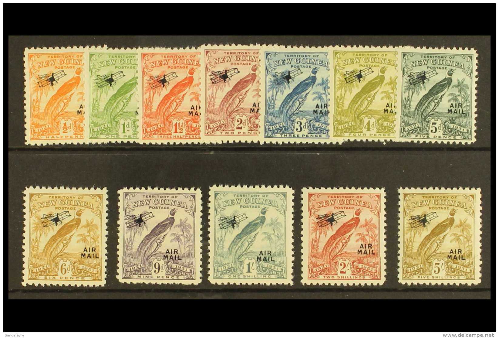 1931 10th Anniv Air Mail Opts (with Dates) Set Complete To 5s, SG 163/174, Very Fine Mint. (12 Stamps) For More... - Papouasie-Nouvelle-Guinée