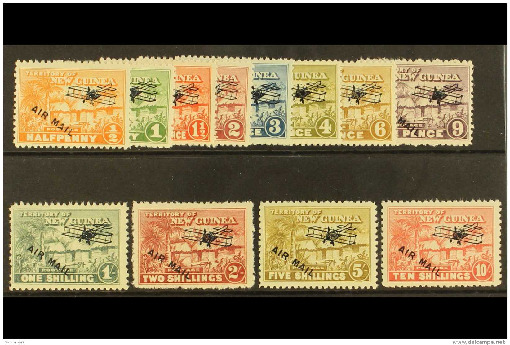 1931 "Native Village" Air Mail Overprints Set Complete To 10s, SG 137/148, Very Fine Mint. (12 Stamps) For More... - Papua New Guinea