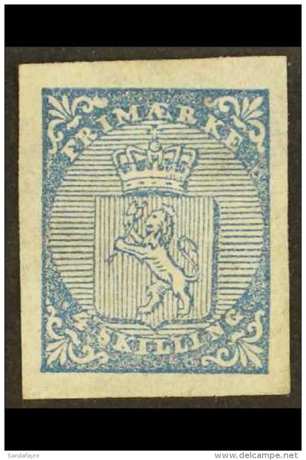 1855 4s Blue Lion (SG 1, Michel 1, Facit 1), Fine Unused No Gum As Usual, Four Large Margins, Fresh Colour, Very... - Autres & Non Classés