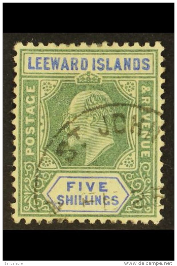 1902 KEVII 5s Green And Blue, SG 28, Very Fine Used. For More Images, Please Visit... - Leeward  Islands