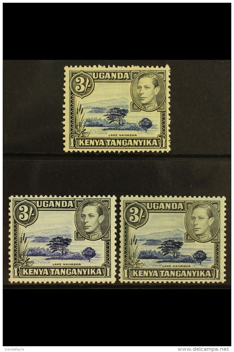 1938-54 3s Blue And Black, The Three Listed Shades/perfs, SG 147/147ac, Fine Mint. (3) For More Images, Please... - Vide