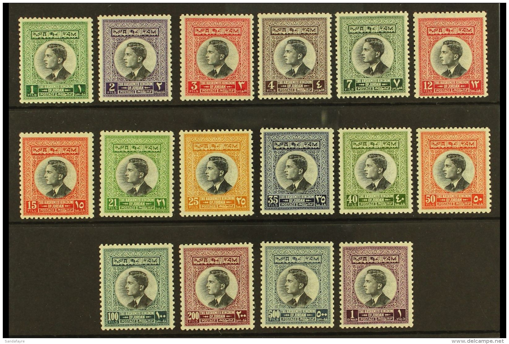 1959 King Hussein Complete Set, SG 480/95, Fine Never Hinged Mint, Very Fresh. (16 Stamps) For More Images, Please... - Jordanien