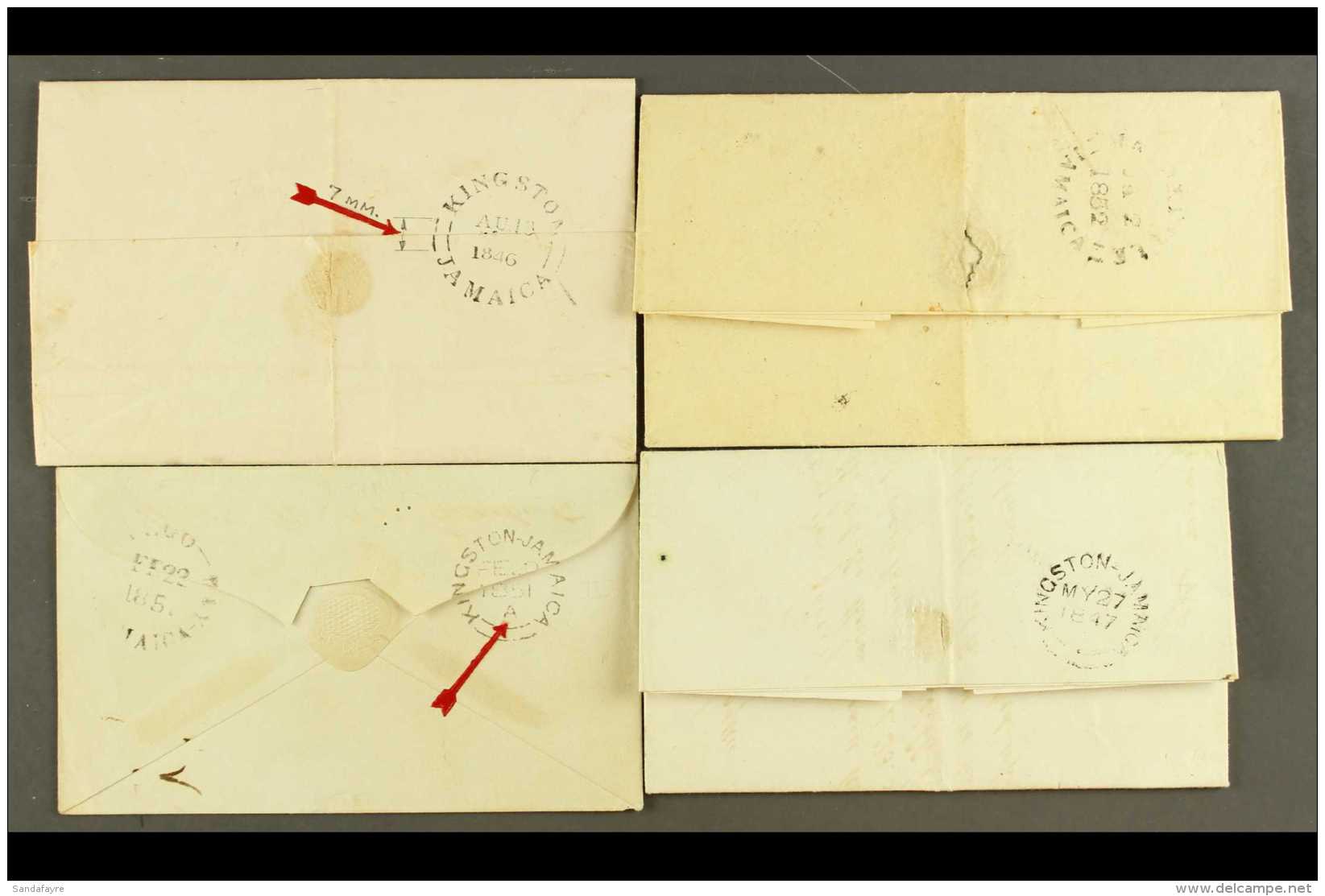 1846-1852 LOCALLY POSTED ENTIRE LETTERS. A Group Of Three Entire Letters And One Cover, Inc Three With Different... - Jamaica (...-1961)