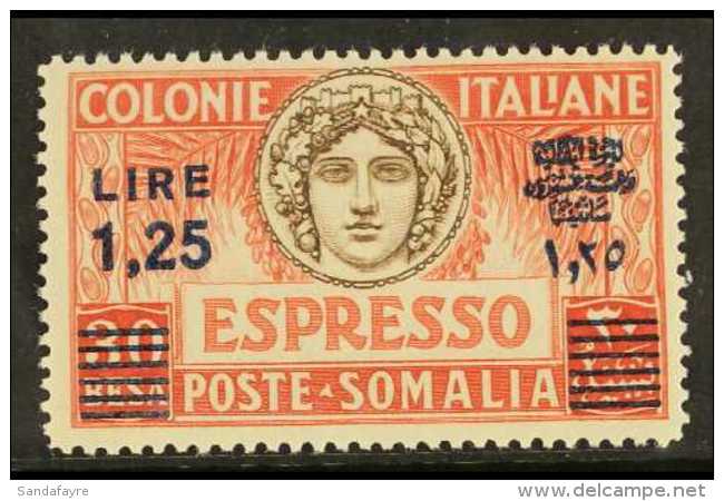 SOMALIA 1940 1L25 On 30b Express Stamp, Perf 14, Sass 8, Superb Never Hinged Mint. Cat &euro;900 (&pound;760) For... - Sonstige & Ohne Zuordnung