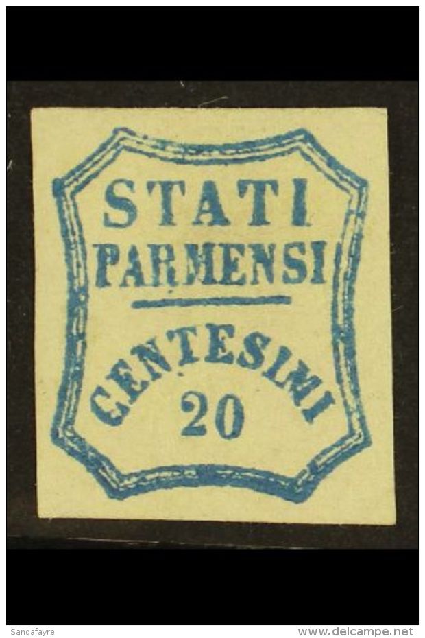 PARMA 1859 20c Bright Blue, 2nd Printing, Sass 15, Very Fine And Fresh Mint Og. Signed Brun. Lovely Bright Stamp.... - Unclassified