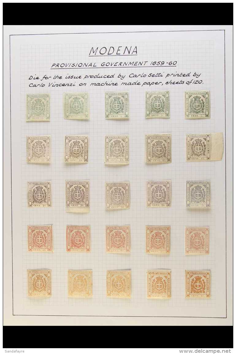 MODENA 1859 Provisional Government Issue, Superb Mint And Used Collection Written Up On Album Pages Including 5c... - Ohne Zuordnung