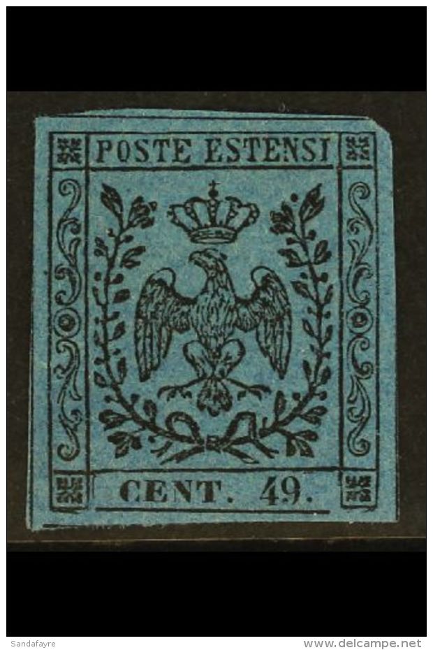 MODENA 1852 40c On Deep Blue With Stop After Value, Variety "49 For 40", Sass 10a, Very Fine Mint With Margins All... - Ohne Zuordnung