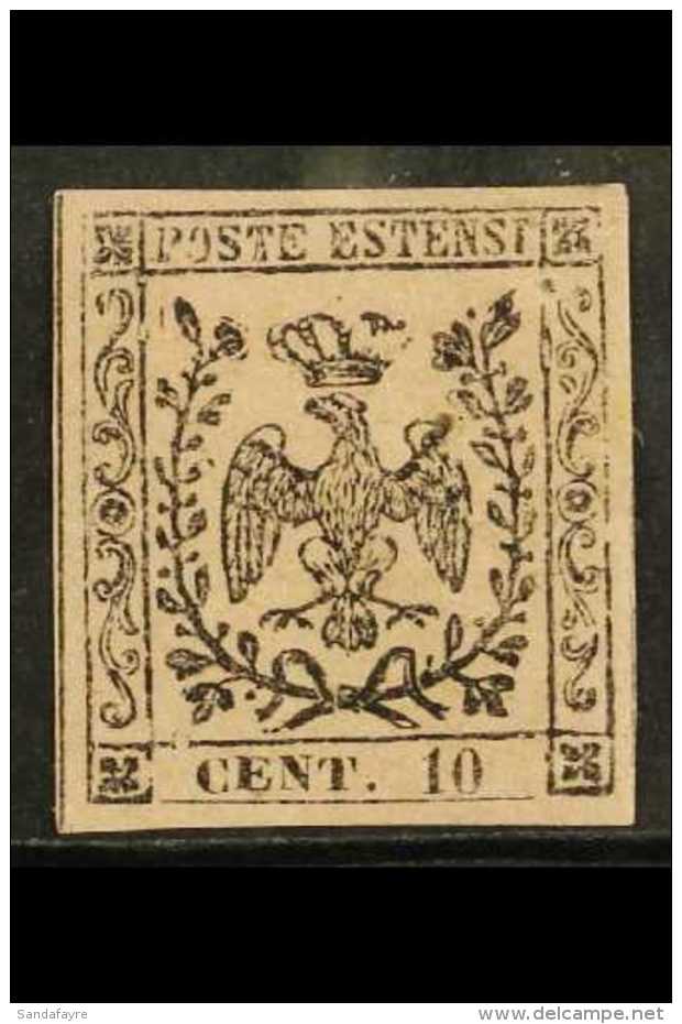 MODENA 1852 10c Black On Rose, Without Stop, Sassone 2, Very Fine Mint With 4 Good Margins. Cat &euro;1200... - Ohne Zuordnung