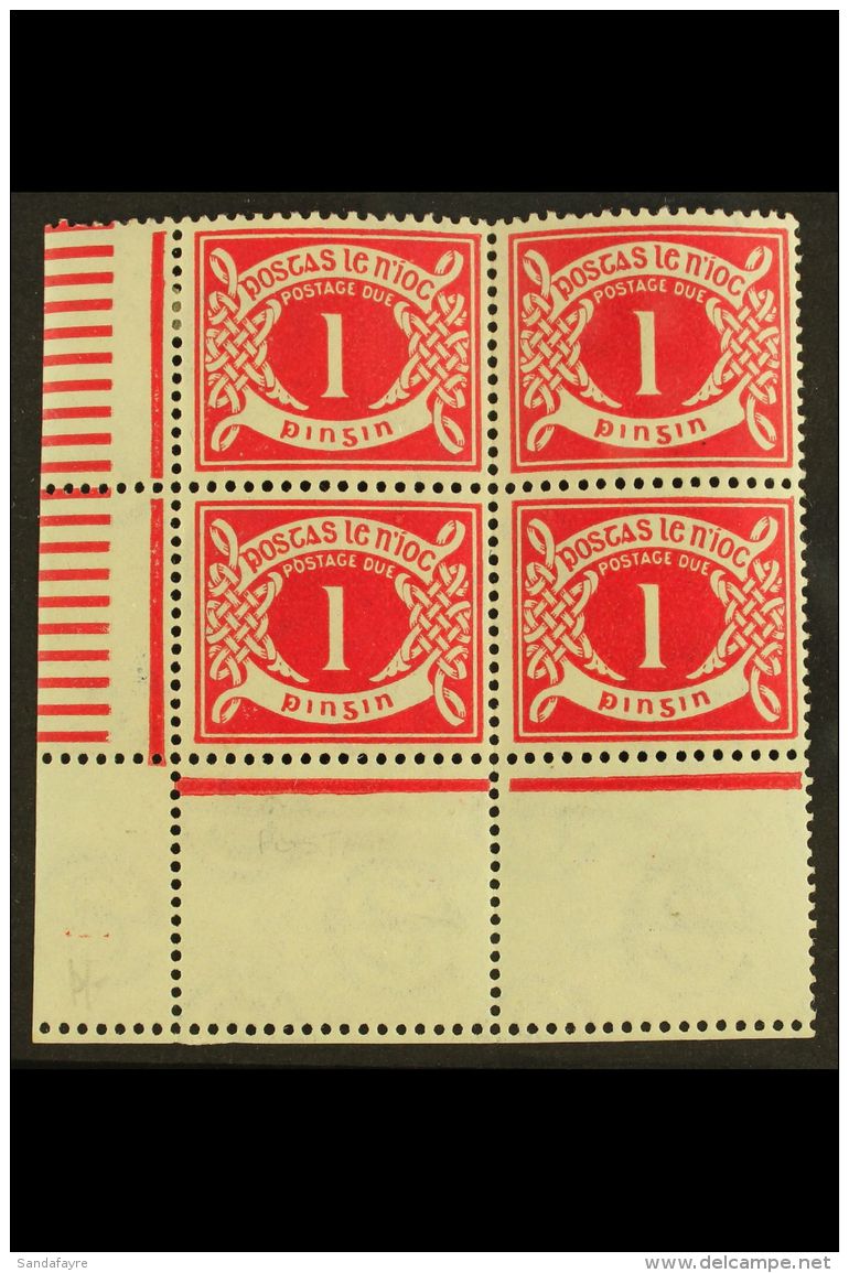 POSTAGE DUE 1925 1d Carmine, SG D2, Very Fine Mint Lower Left Corner BLOCK Of 4 With One Stamp Showing INVERTED... - Sonstige & Ohne Zuordnung