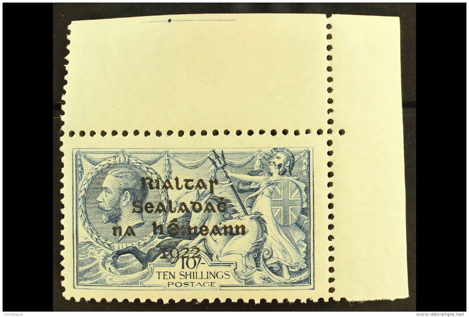 1922 DOLLARD SEAHORSE 10s Dull Grey Blue, SG 21, Superb Mint Upper Right Corner Example, Stamp Is Never Hinged. ... - Sonstige & Ohne Zuordnung
