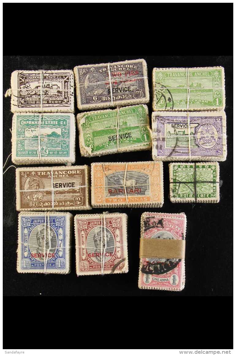 BUNDLEWARE HOARD Shoebox Full Of Old-fashioned Bundles Of 100 Used Stamps Tied By Cotton Thread, Usually Common... - Sonstige & Ohne Zuordnung