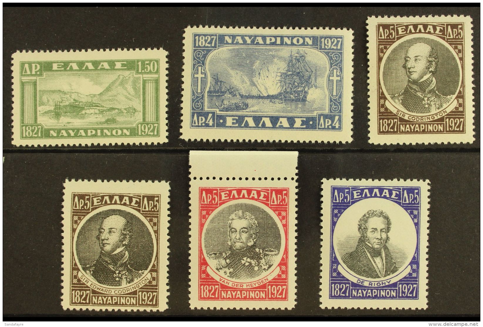 1927-28 Battle Of Navarino Set (Michel 321/23, SG 427/32), Fine Never Hinged Mint, Very Fresh. (6 Stamps) For More... - Autres & Non Classés