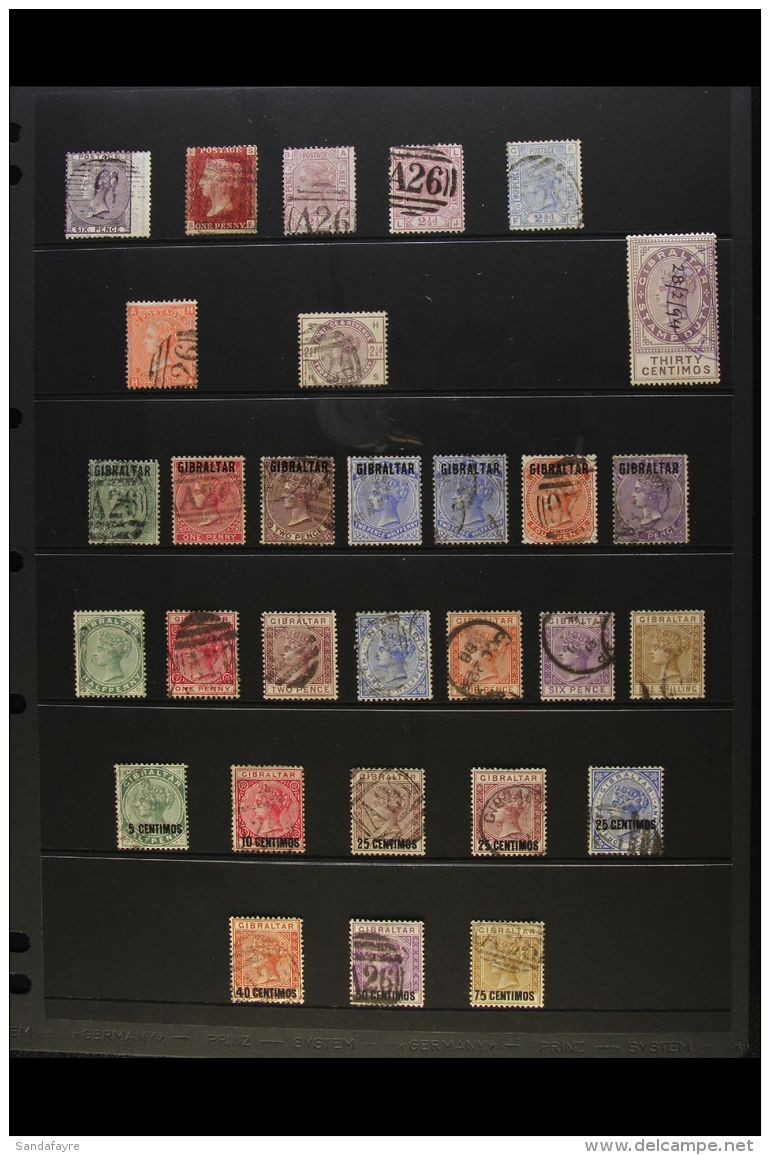 1856-1911 USED COLLECTION CAT &pound;2500+ Presented On A Pair Of Stock Pages. Includes A Small Selection Of QV GB... - Gibraltar
