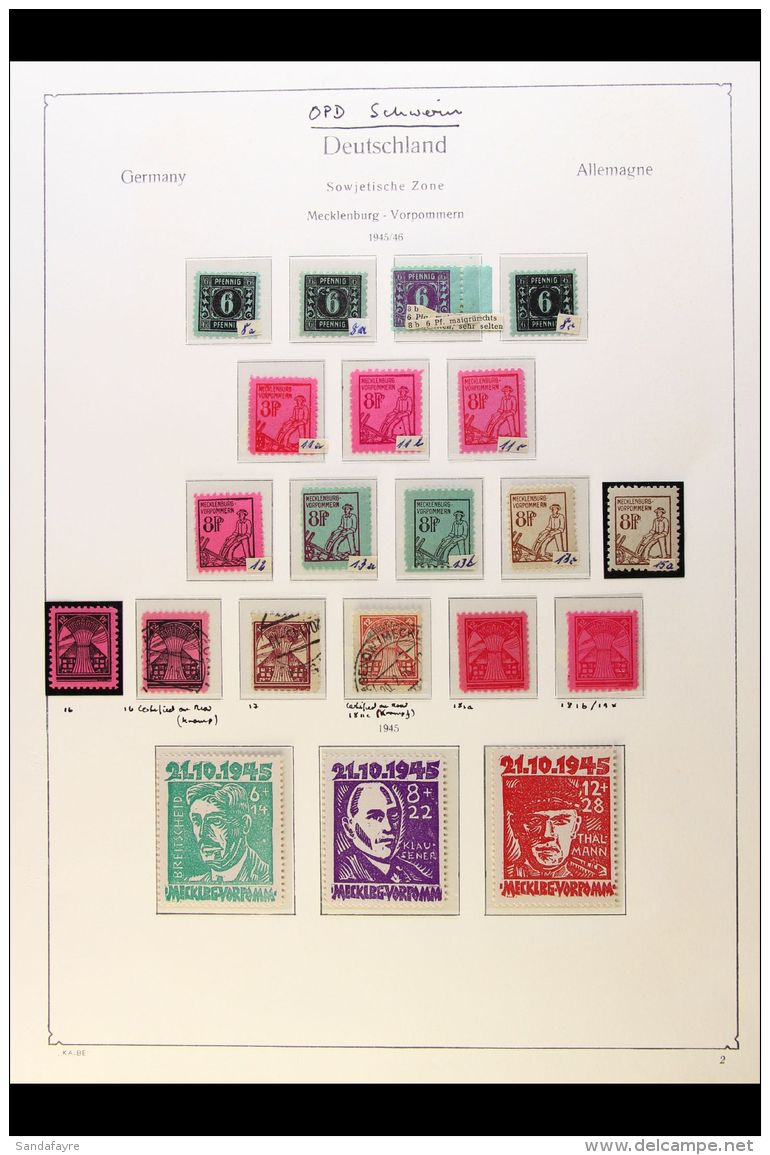 RUSSIAN ZONE MECKLENBURG-VORPOMMERN 1945-1946 Mostly Never Hinged Mint Collection With Shades &amp; Paper Types In... - Sonstige & Ohne Zuordnung